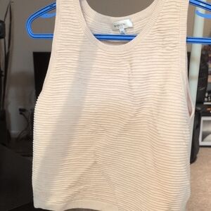 Babaton Cream Ribbed Cropped Top